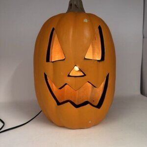 Halloween Light Up Plastic Jack O Lantern Pumpkin 15.5" Decor